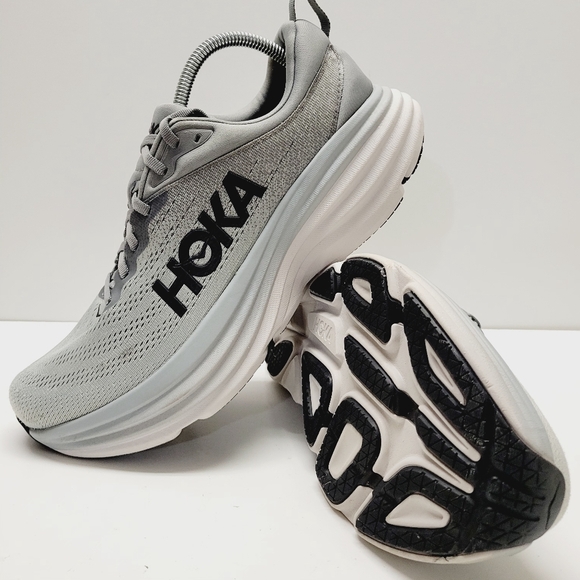 Hoka Men's Bondi 8 Running Sneaker Sharkskin Harbor Mist Size 12.5 - Picture 1 of 13